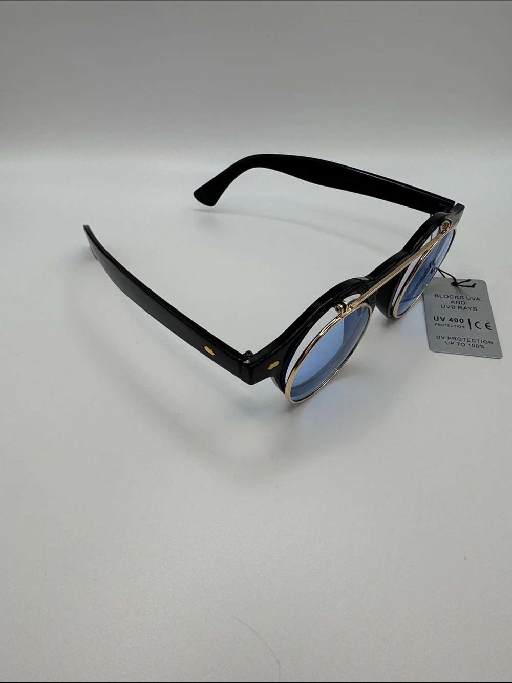 Men's Black Frame Sunglasses with Blue Lenses